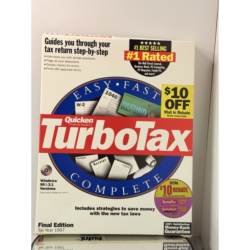 Vintage 1997 TurboTax Complete Final Edition Software CD Windows 95/3.1 CIB